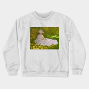 Springtime (aka The Reader) by Claude Monet Crewneck Sweatshirt